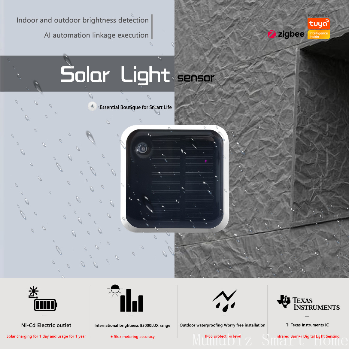 Outdoor Lighting Install - مستشعر الضوء الشمسي Tuya Zigbee -