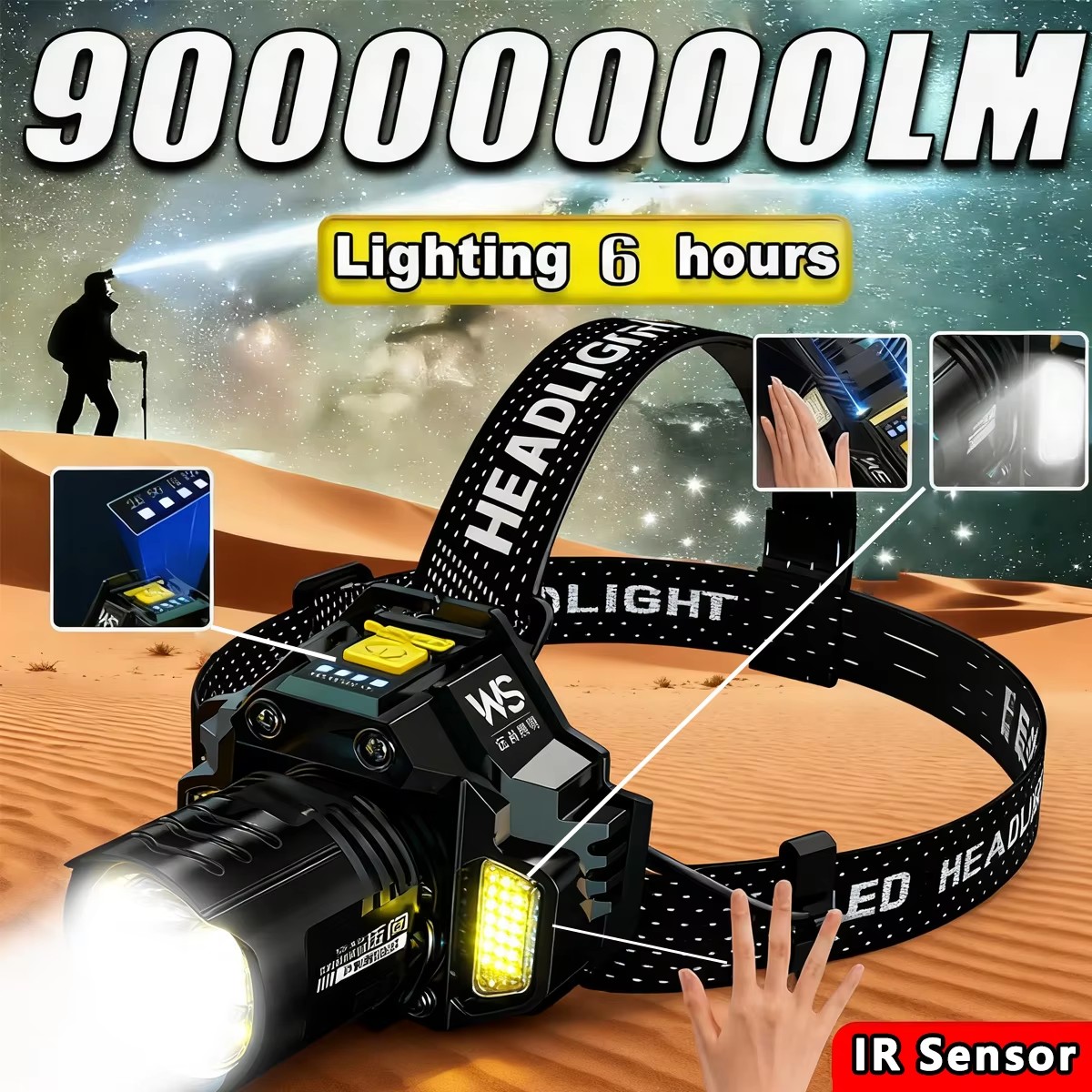 Outdoor Lighting Sensor - كشافات LED قوية قابلة لإعادة الشحن