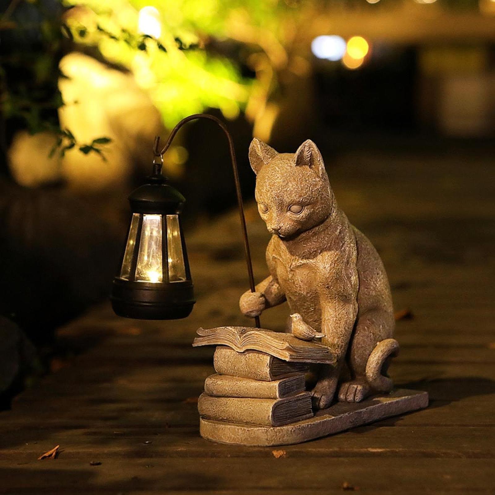 Outdoor Lighting Art - القط الشمسية حديقة تمثال صغير النحت