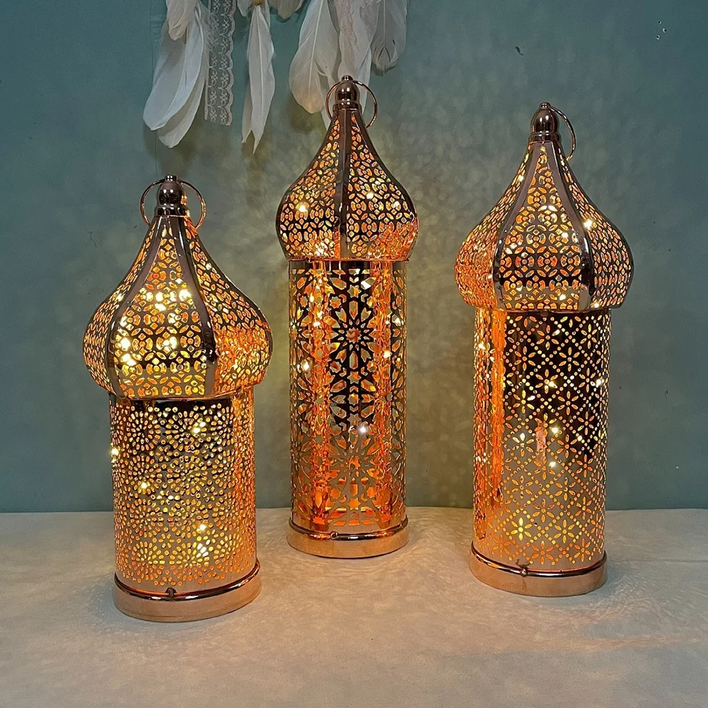Outdoor Lighting Art - فانوس مغربي ذهبي مجوف من الحديد