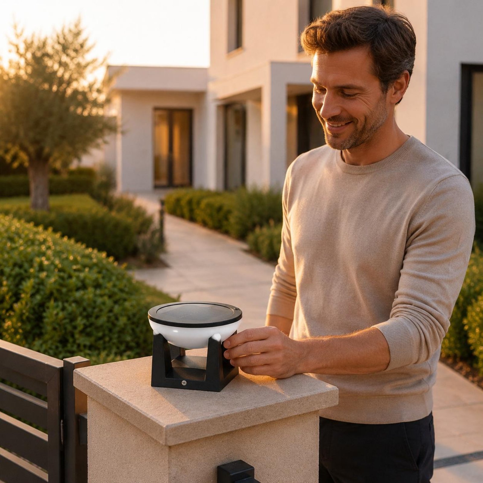 Outdoor Lighting Install - مصباح عمود شمسي سهل التركيب، إضاءة