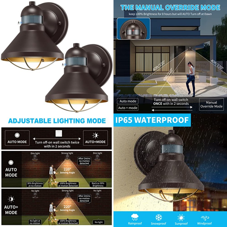 مجموعة من 2 مصباح جداري خارجي  - مراجعة Outdoor Lighting Sensor وسعره