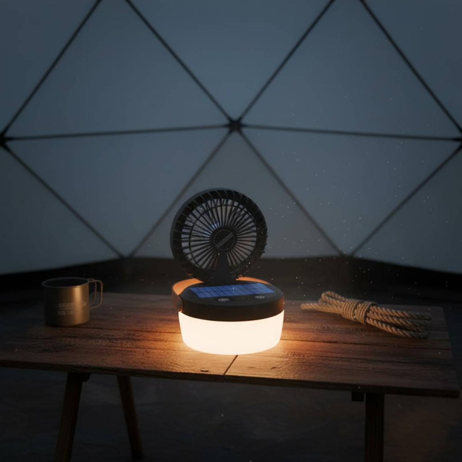 مروحة تخييم تعمل بالطاقة الشمس - مراجعة Hanging Outdoor Lighting وسعره