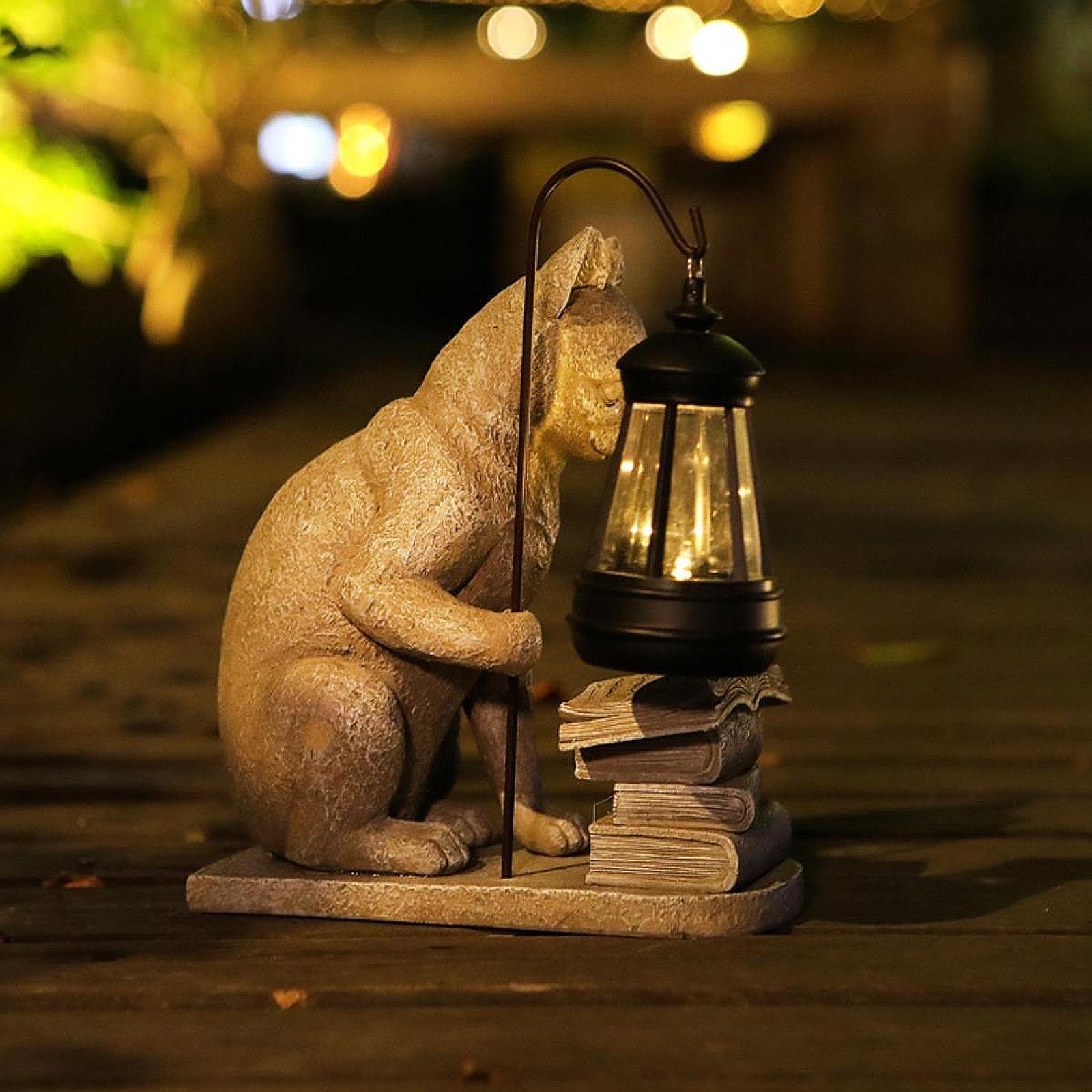 القط الشمسية حديقة تمثال صغير  - مراجعة Outdoor Lighting Art وسعره