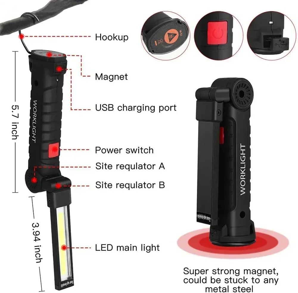 LED COB مصباح يدوي USB مصباح ف - مراجعة Outdoor Lighting Landscape وسعره
